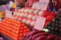 Hill tribeÃ¢â¬â¹ peopleÃ¢â¬â¹ selling Fruit and vegetable at local market, Hill tribe market in Chiangdao, Chiangmai, Thailand.